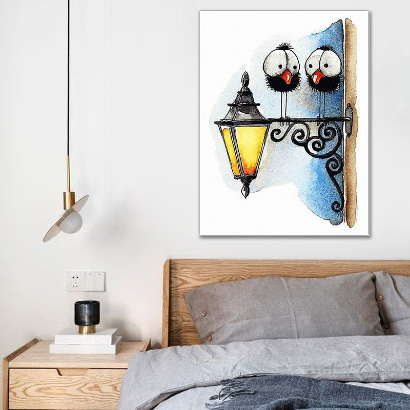 Childrens Art Birdies Painting Pastel Color Kids Bedroom Canvas Print, Textured Surface Clearhalo 'Art Gallery' 'Canvas Art' 'Kids' Arts' 1640394