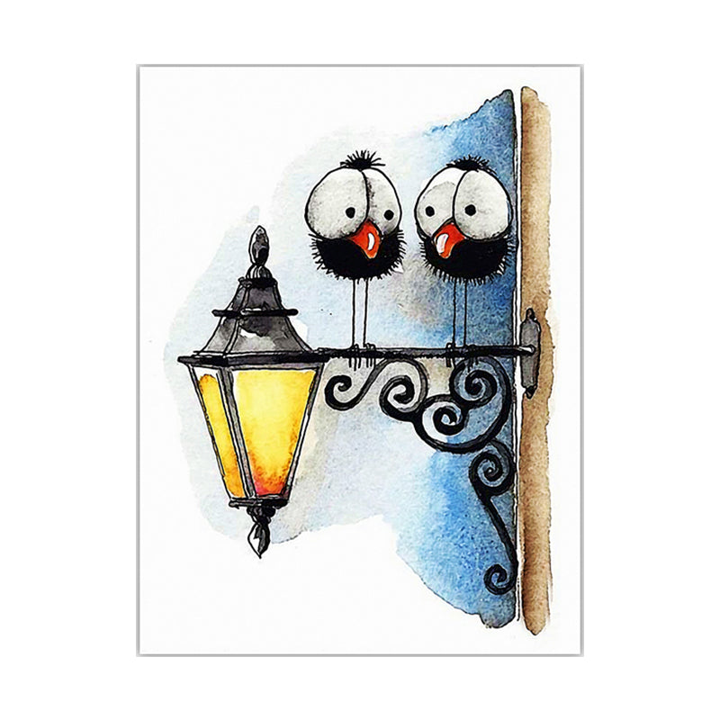 Childrens Art Birdies Painting Pastel Color Kids Bedroom Canvas Print, Textured Surface Clearhalo 'Art Gallery' 'Canvas Art' 'Kids' Arts' 1640395