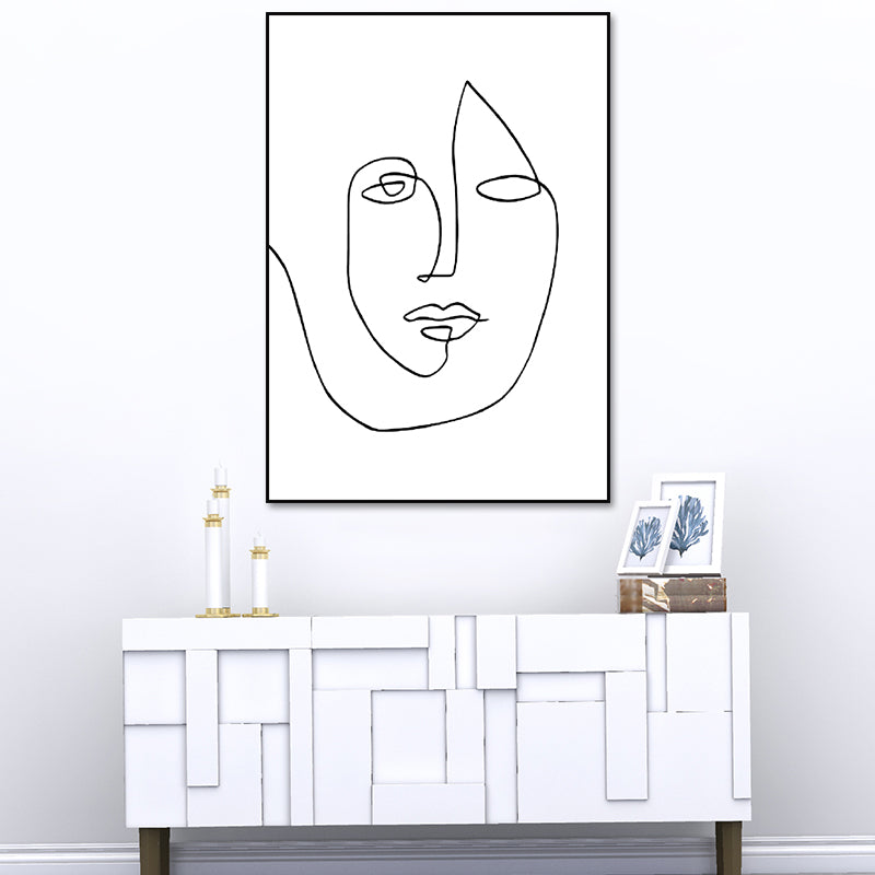 Scandinavian Style Novelty Figure Art in White Textured Wall Decor for Living Room White Design 1 Clearhalo 'Arts' 'Canvas Art' 1640399