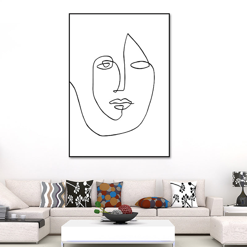 Scandinavian Style Novelty Figure Art in White Textured Wall Decor for Living Room Clearhalo 'Arts' 'Canvas Art' 1640401