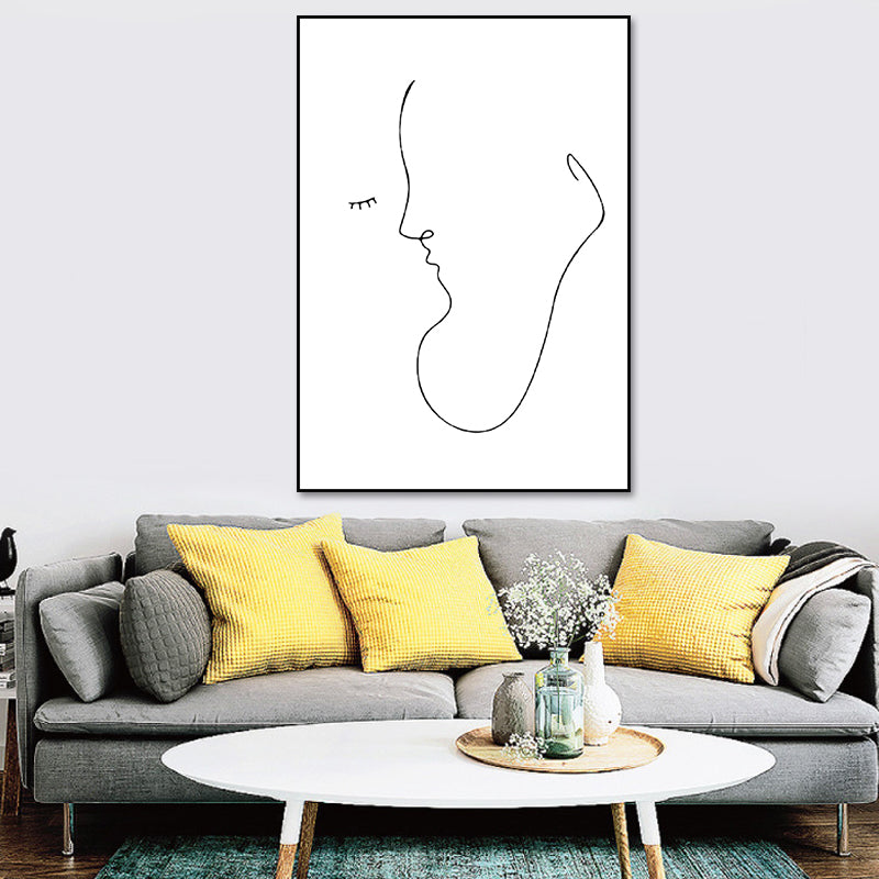 Scandinavian Style Novelty Figure Art in White Textured Wall Decor for Living Room Clearhalo 'Arts' 'Canvas Art' 1640407