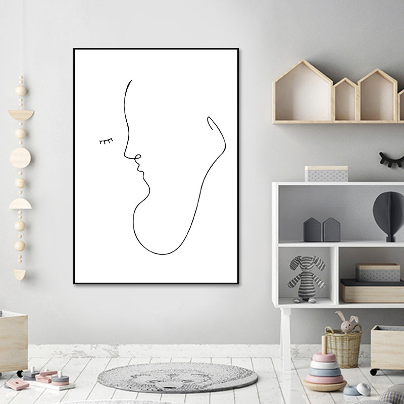 Scandinavian Style Novelty Figure Art in White Textured Wall Decor for Living Room Clearhalo 'Arts' 'Canvas Art' 1640408