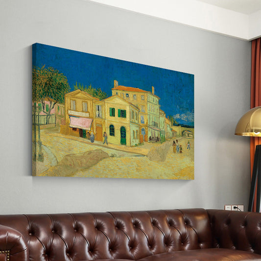 Yellow Houses Oil Painting Art Print Textured Farmhouse Living Room Wall Decoration Yellow Clearhalo 'Art Gallery' 'Canvas Art' 'Country Art Gallery' 'French Country' 'Rustic' Arts' 1640420