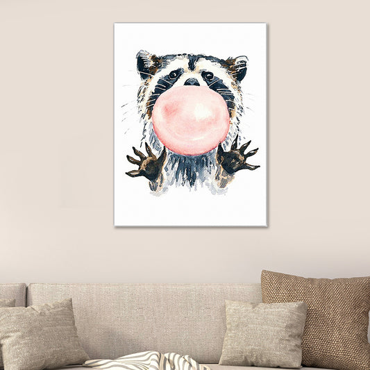 Funny Animal Painting Canvas Wall Art for Childrens Bedroom. Light Color, Textured Clearhalo 'Art Gallery' 'Canvas Art' 'Kids' Arts' 1640441