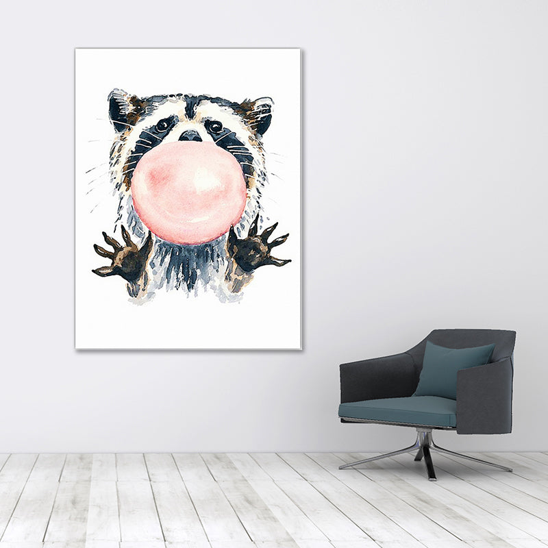 Funny Animal Painting Canvas Wall Art for Childrens Bedroom. Light Color, Textured Clearhalo 'Art Gallery' 'Canvas Art' 'Kids' Arts' 1640442