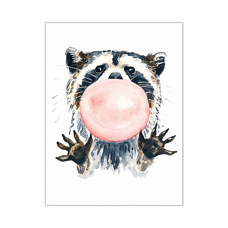 Funny Animal Painting Canvas Wall Art for Childrens Bedroom. Light Color, Textured Clearhalo 'Art Gallery' 'Canvas Art' 'Kids' Arts' 1640443