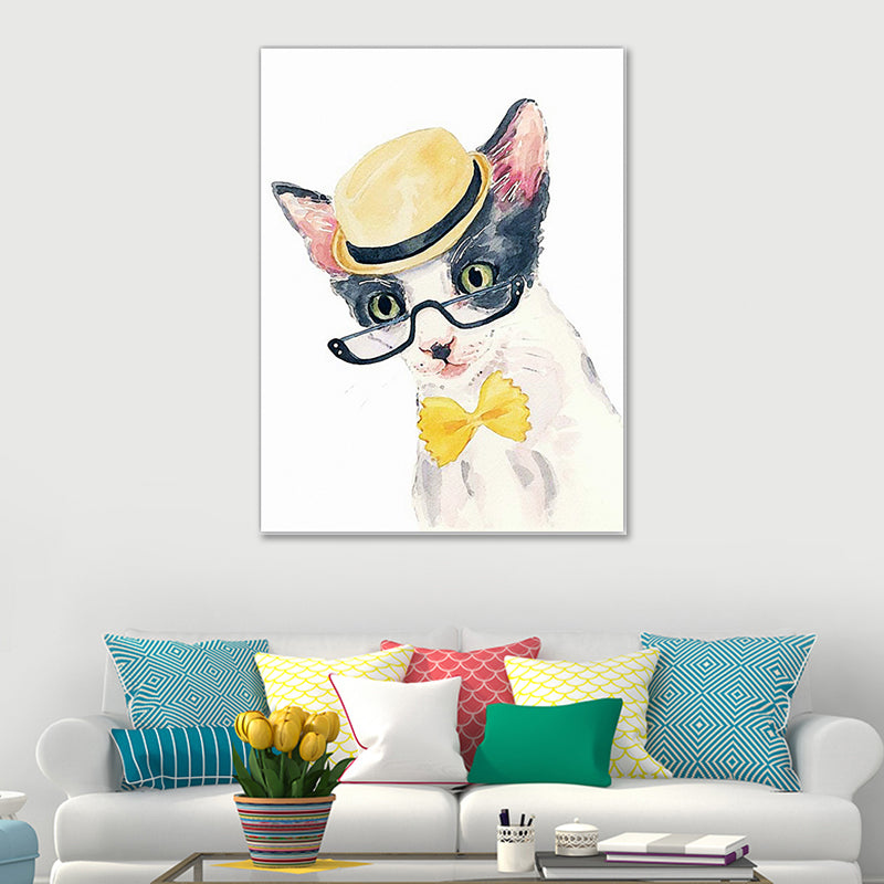 Funny Animal Painting Canvas Wall Art for Childrens Bedroom. Light Color, Textured Clearhalo 'Art Gallery' 'Canvas Art' 'Kids' Arts' 1640448