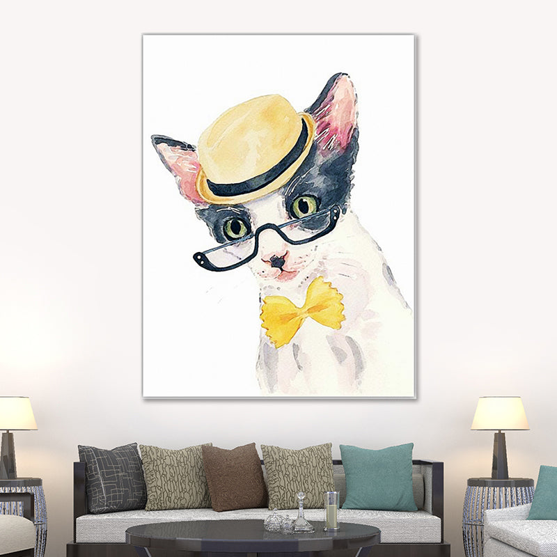 Funny Animal Painting Canvas Wall Art for Childrens Bedroom. Light Color, Textured Clearhalo 'Art Gallery' 'Canvas Art' 'Kids' Arts' 1640449