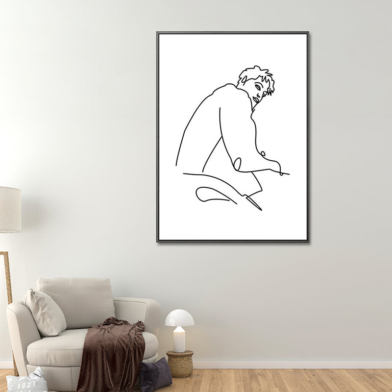 Scandinavian Style Canvas White Charcoal Drawings Character Portraiture Wall Art Print White Design 3 Clearhalo 'Arts' 'Canvas Art' 1640495