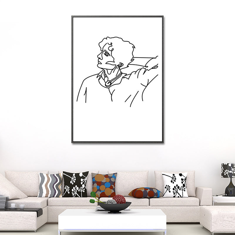Scandinavian Style Canvas White Charcoal Drawings Character Portraiture Wall Art Print White Design 5 Clearhalo 'Arts' 'Canvas Art' 1640509