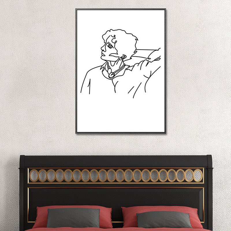Scandinavian Style Canvas White Charcoal Drawings Character Portraiture Wall Art Print Clearhalo 'Arts' 'Canvas Art' 1640511