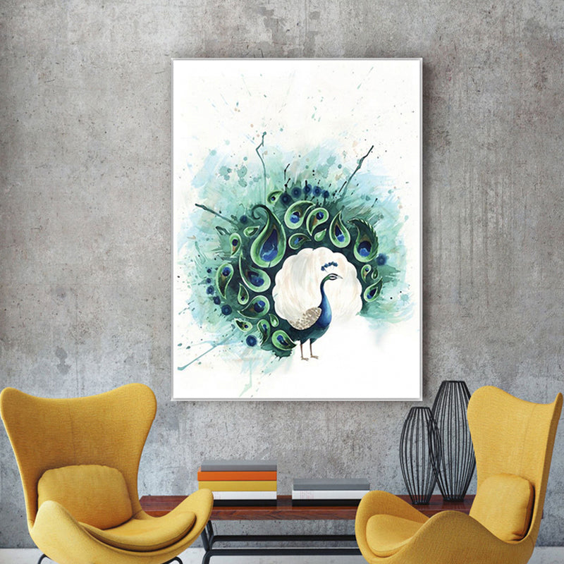Bird Painting Wall Art Textured Contemporary Living Room Canvas Print in Light Color White Clearhalo 'Art Gallery' 'Canvas Art' 'Contemporary Art Gallery' 'Modern' Arts' 1640537
