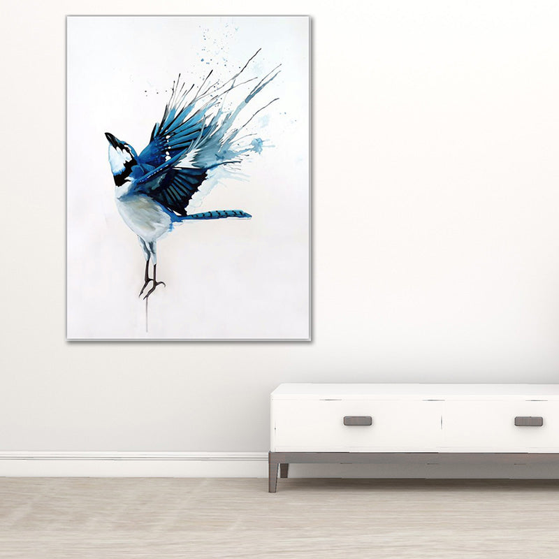 Bird Painting Wall Art Textured Contemporary Living Room Canvas Print in Light Color Blue Clearhalo 'Art Gallery' 'Canvas Art' 'Contemporary Art Gallery' 'Modern' Arts' 1640544