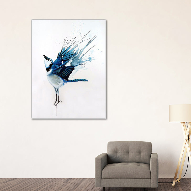 Bird Painting Wall Art Textured Contemporary Living Room Canvas Print in Light Color Clearhalo 'Art Gallery' 'Canvas Art' 'Contemporary Art Gallery' 'Modern' Arts' 1640546