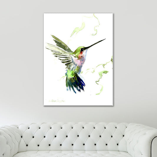 Bird Painting Wall Art Textured Contemporary Living Room Canvas Print in Light Color Green Clearhalo 'Art Gallery' 'Canvas Art' 'Contemporary Art Gallery' 'Modern' Arts' 1640551