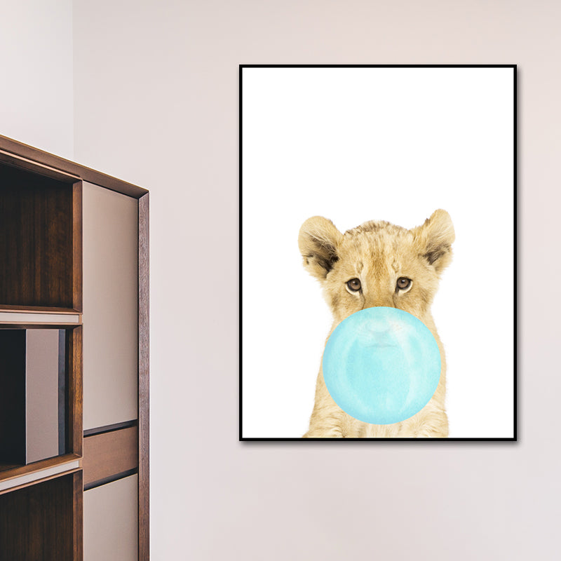 Pastel Color Animals Illustrations Art Textured Kid's Style Children Bedroom Canvas Green Clearhalo 'Art Gallery' 'Canvas Art' 'Kids' Arts' 1640565