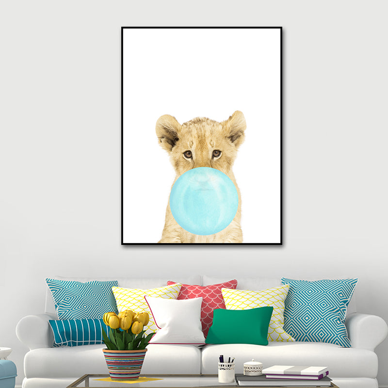 Pastel Color Animals Illustrations Art Textured Kid's Style Children Bedroom Canvas Clearhalo 'Art Gallery' 'Canvas Art' 'Kids' Arts' 1640566
