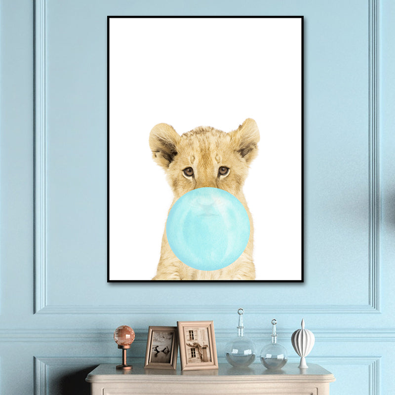Pastel Color Animals Illustrations Art Textured Kid's Style Children Bedroom Canvas Clearhalo 'Art Gallery' 'Canvas Art' 'Kids' Arts' 1640567