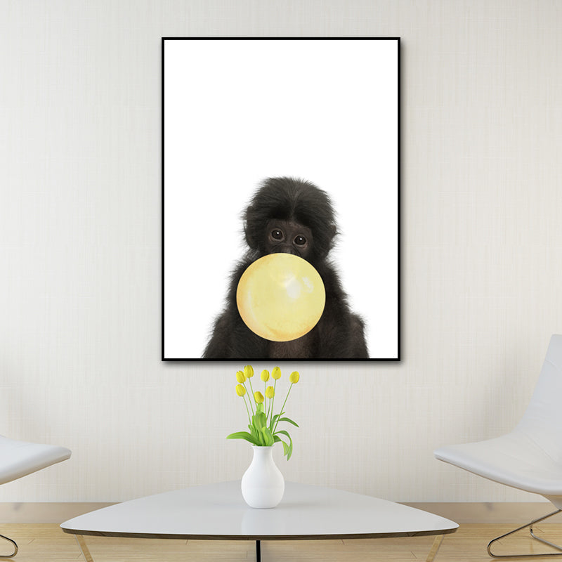 Pastel Color Animals Illustrations Art Textured Kid's Style Children Bedroom Canvas Black Clearhalo 'Art Gallery' 'Canvas Art' 'Kids' Arts' 1640572