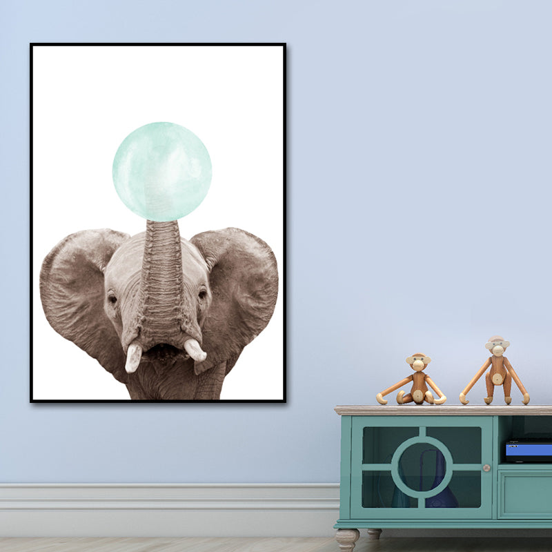Pastel Color Animals Illustrations Art Textured Kid's Style Children Bedroom Canvas Clearhalo 'Art Gallery' 'Canvas Art' 'Kids' Arts' 1640580
