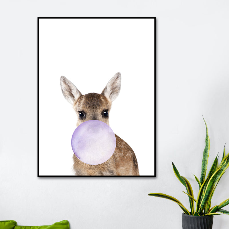 Pastel Color Animals Illustrations Art Textured Kid's Style Children Bedroom Canvas Purple Clearhalo 'Art Gallery' 'Canvas Art' 'Kids' Arts' 1640586