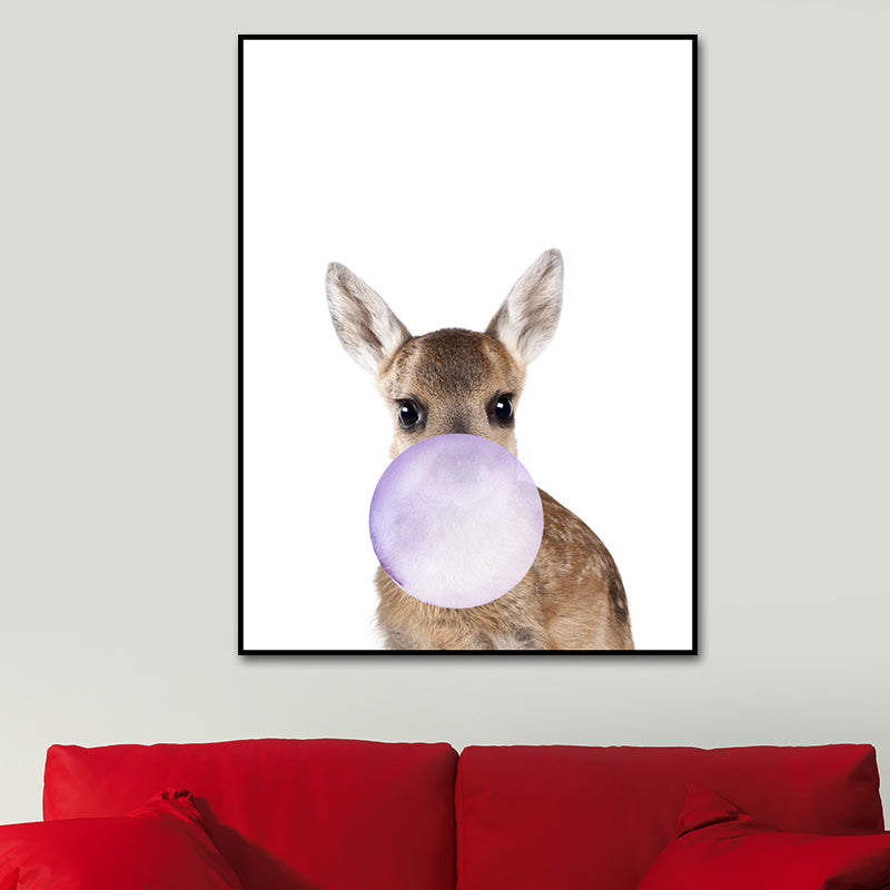 Pastel Color Animals Illustrations Art Textured Kid's Style Children Bedroom Canvas Clearhalo 'Art Gallery' 'Canvas Art' 'Kids' Arts' 1640588