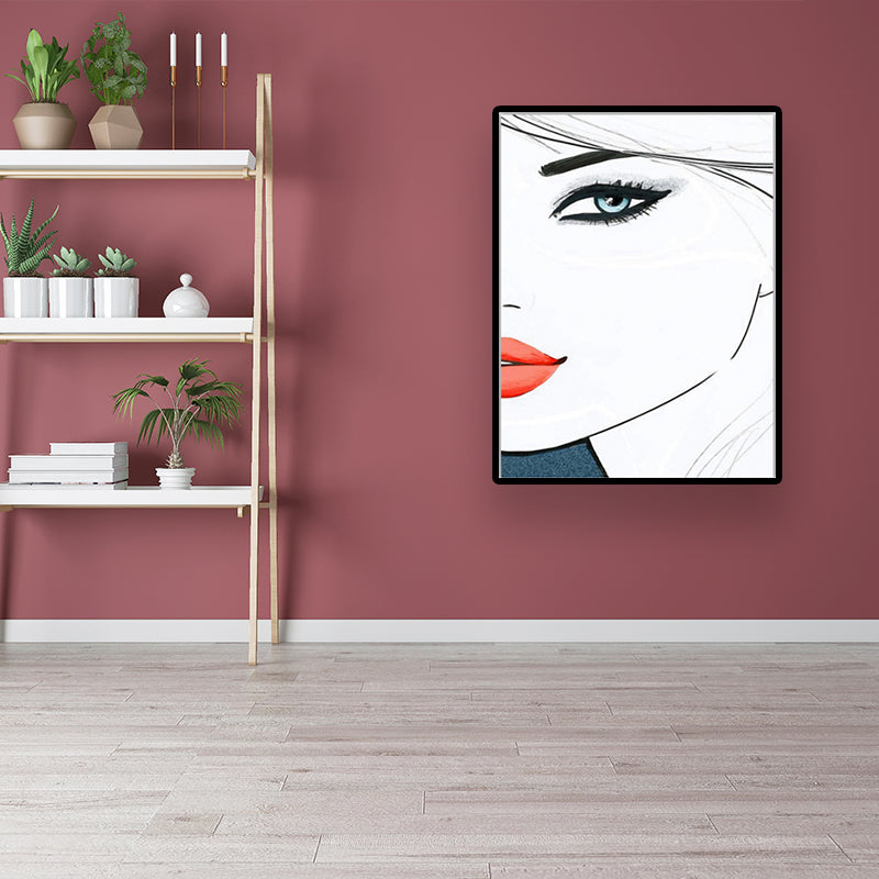 Minimalist Woman Face Wall Art Canvas Textured Pastel Color Painting for Girls Room Clearhalo 'Art Gallery' 'Canvas Art' 'Contemporary Art Gallery' 'Modern' Arts' 1640594