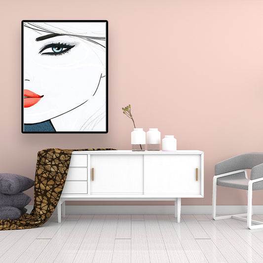 Minimalist Woman Face Wall Art Canvas Textured Pastel Color Painting for Girls Room Clearhalo 'Art Gallery' 'Canvas Art' 'Contemporary Art Gallery' 'Modern' Arts' 1640595
