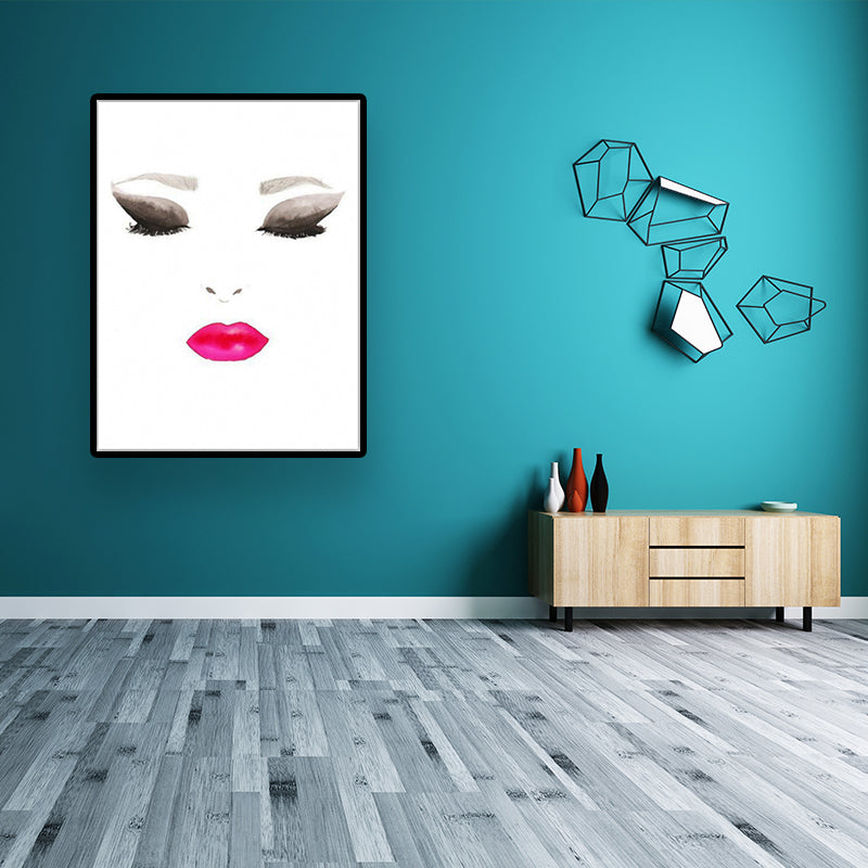 Minimalist Woman Face Wall Art Canvas Textured Pastel Color Painting for Girls Room Clearhalo 'Art Gallery' 'Canvas Art' 'Contemporary Art Gallery' 'Modern' Arts' 1640601