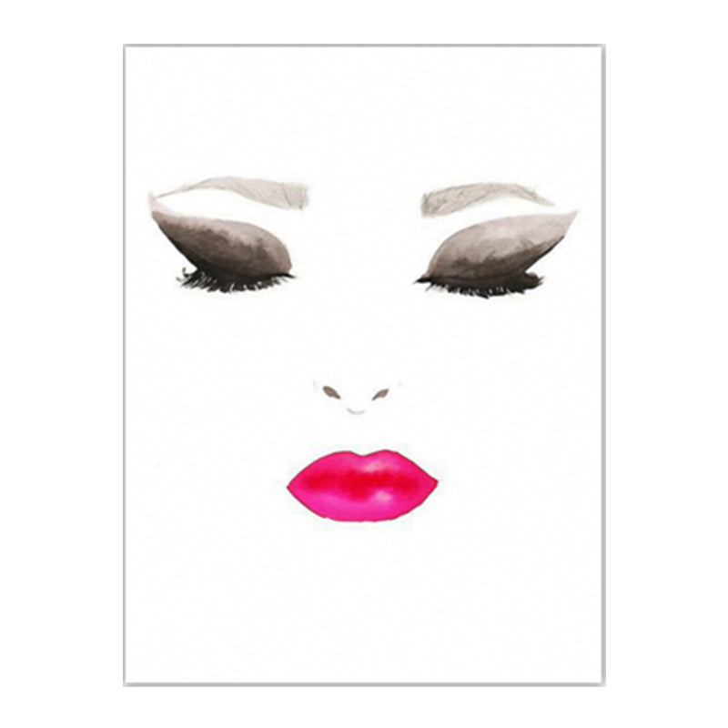 Minimalist Woman Face Wall Art Canvas Textured Pastel Color Painting for Girls Room Clearhalo 'Art Gallery' 'Canvas Art' 'Contemporary Art Gallery' 'Modern' Arts' 1640603