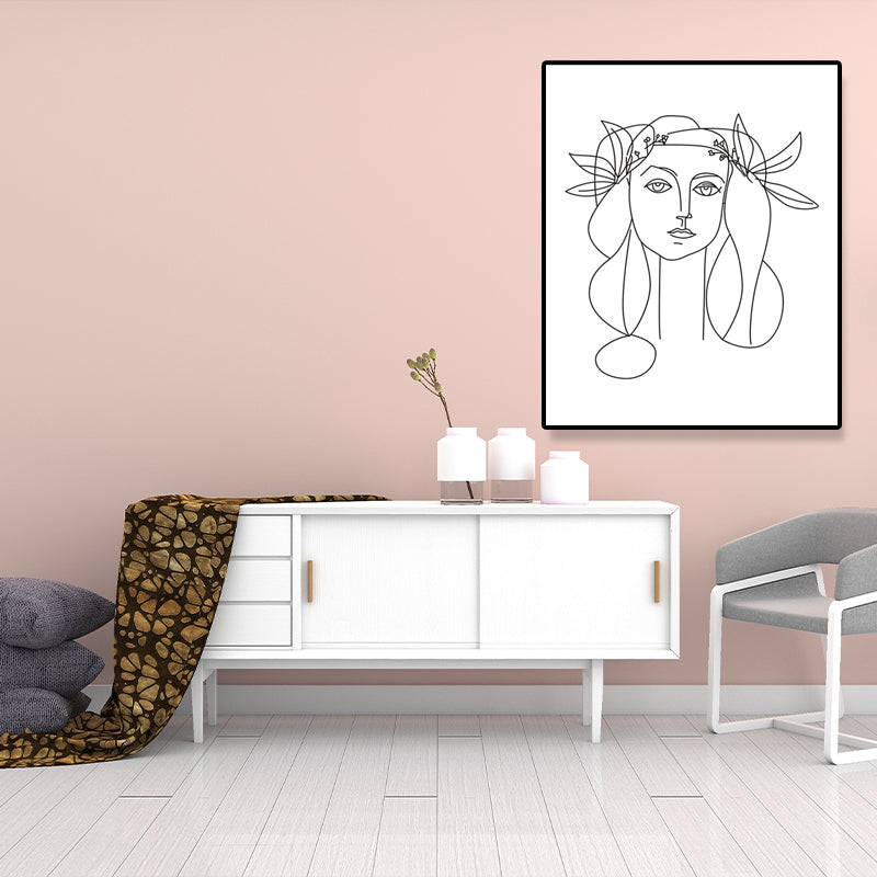 Canvas Textured Painting Nordic Style Pencil Girl's Portraiture Wall Art, Multiple Sizes Clearhalo 'Arts' 'Canvas Art' 1640615