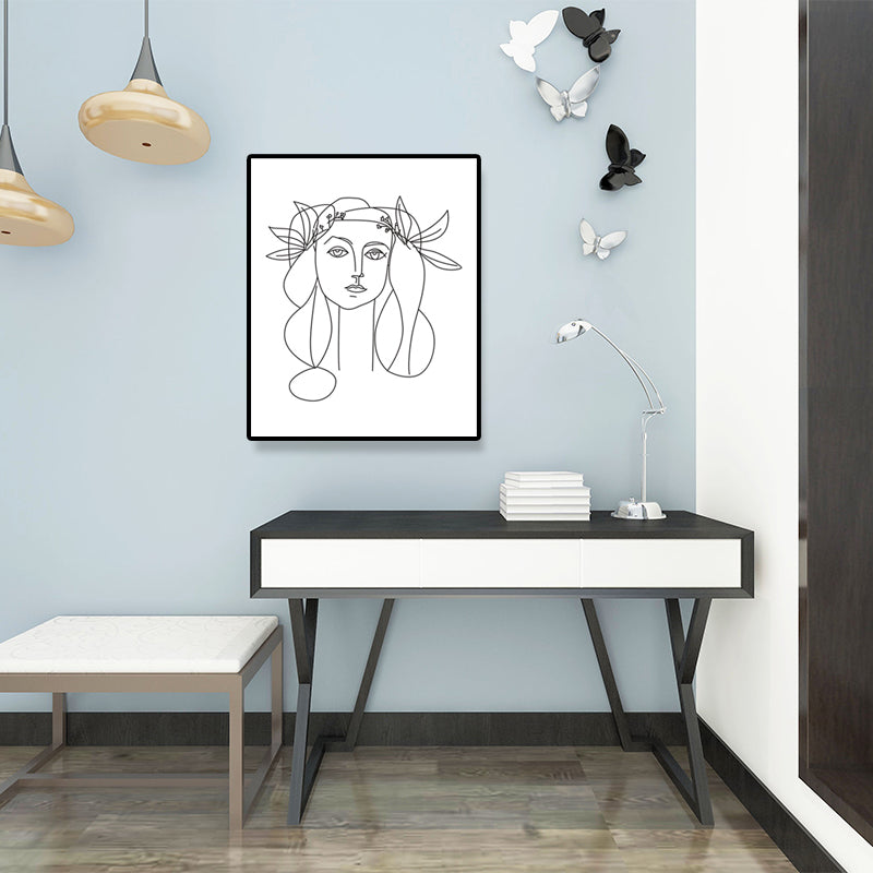 Canvas Textured Painting Nordic Style Pencil Girl's Portraiture Wall Art, Multiple Sizes Clearhalo 'Arts' 'Canvas Art' 1640616