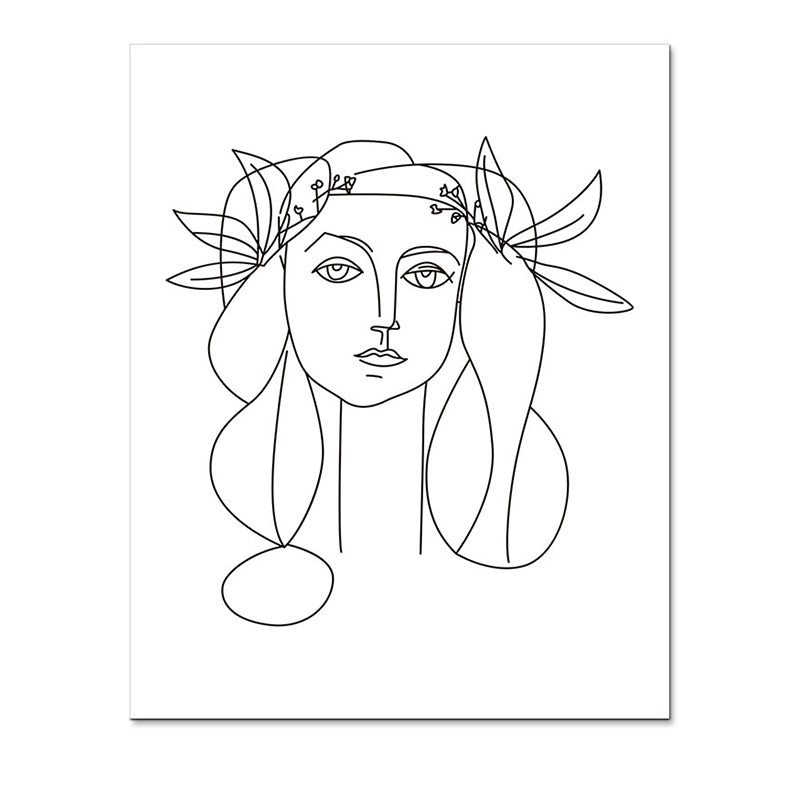 Canvas Textured Painting Nordic Style Pencil Girl's Portraiture Wall Art, Multiple Sizes Clearhalo 'Arts' 'Canvas Art' 1640617