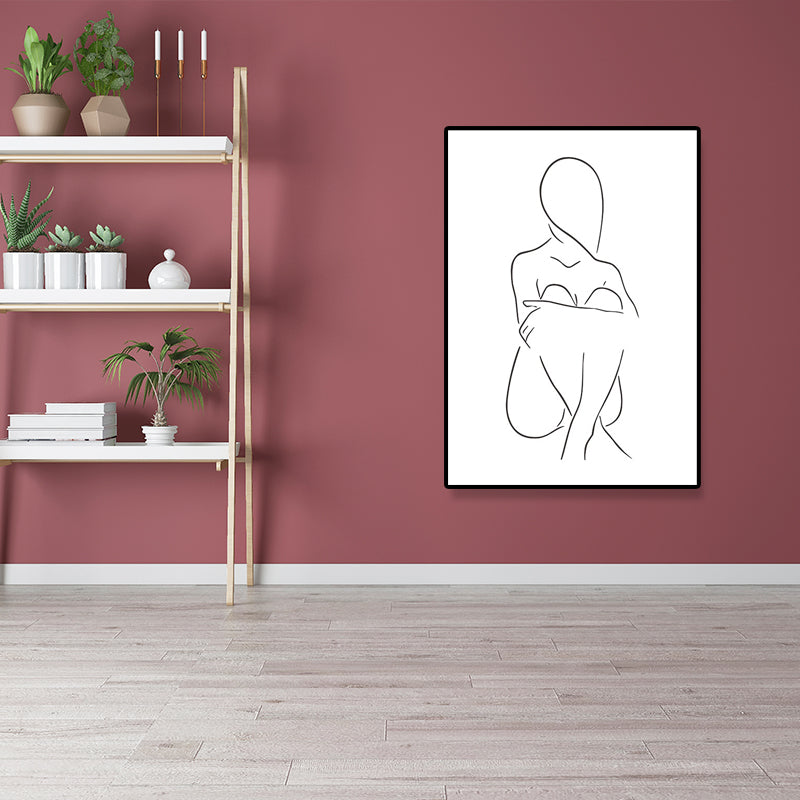 Canvas Textured Painting Nordic Style Pencil Girl's Portraiture Wall Art, Multiple Sizes Clearhalo 'Arts' 'Canvas Art' 1640622