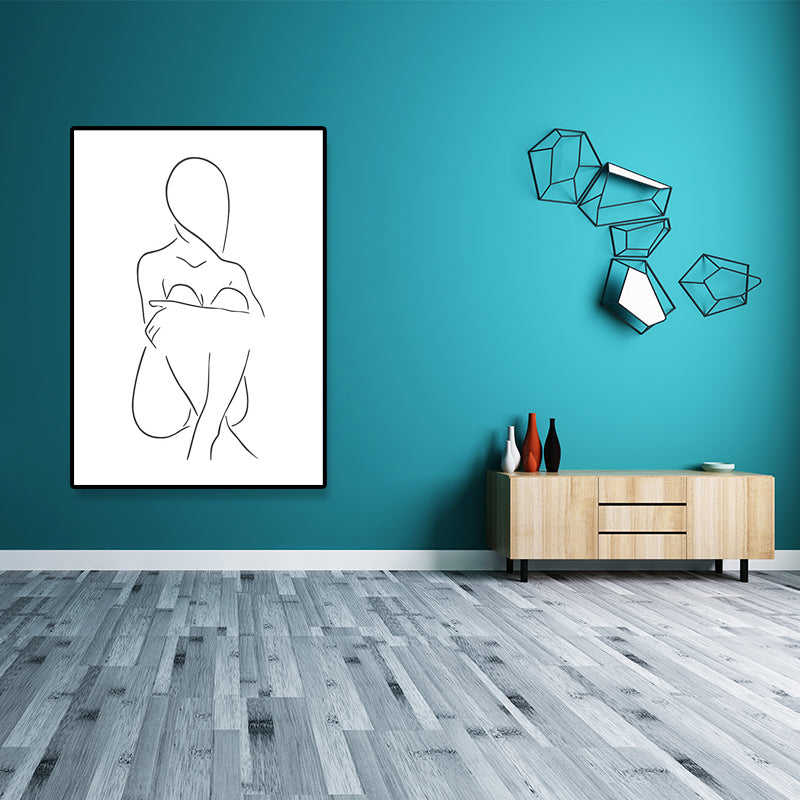 Canvas Textured Painting Nordic Style Pencil Girl's Portraiture Wall Art, Multiple Sizes Clearhalo 'Arts' 'Canvas Art' 1640623