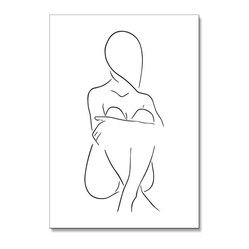 Canvas Textured Painting Nordic Style Pencil Girl's Portraiture Wall Art, Multiple Sizes Clearhalo 'Arts' 'Canvas Art' 1640624