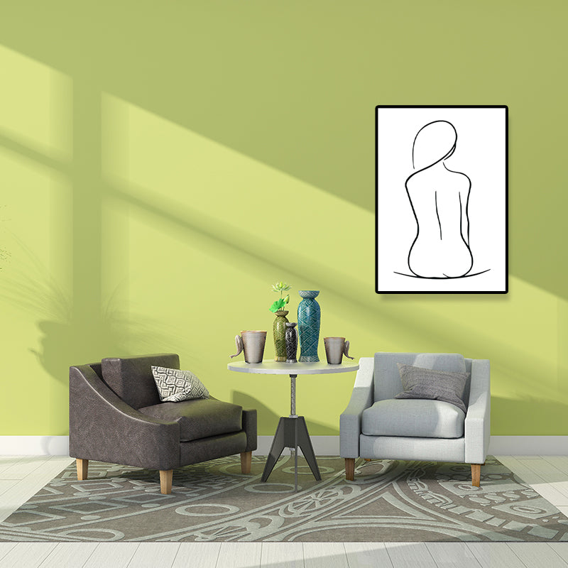 Canvas Textured Painting Nordic Style Pencil Girl's Portraiture Wall Art, Multiple Sizes White Design 3 Clearhalo 'Arts' 'Canvas Art' 1640628