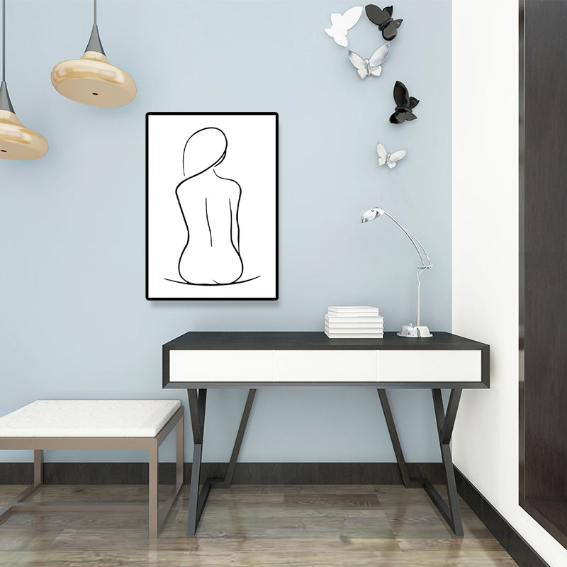 Canvas Textured Painting Nordic Style Pencil Girl's Portraiture Wall Art, Multiple Sizes Clearhalo 'Arts' 'Canvas Art' 1640629