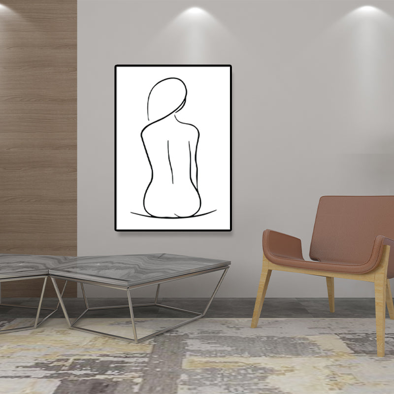 Canvas Textured Painting Nordic Style Pencil Girl's Portraiture Wall Art, Multiple Sizes Clearhalo 'Arts' 'Canvas Art' 1640630