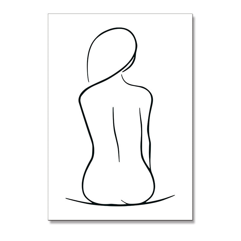 Canvas Textured Painting Nordic Style Pencil Girl's Portraiture Wall Art, Multiple Sizes Clearhalo 'Arts' 'Canvas Art' 1640631