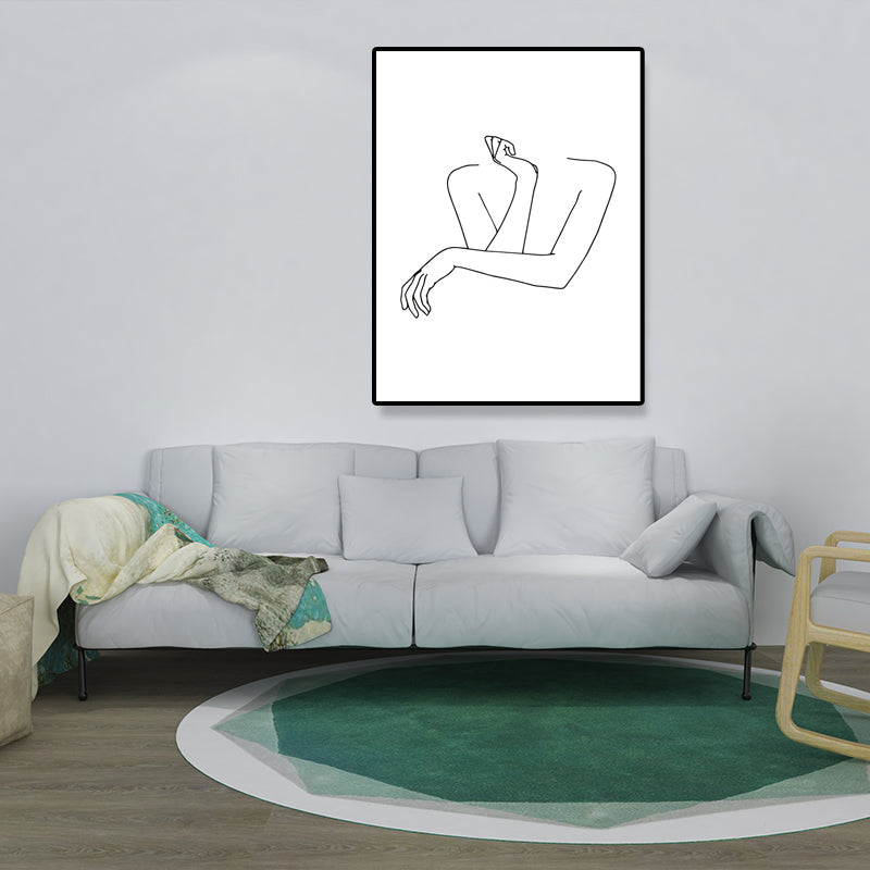 Canvas Textured Painting Nordic Style Pencil Girl's Portraiture Wall Art, Multiple Sizes White Design 4 Clearhalo 'Arts' 'Canvas Art' 1640635