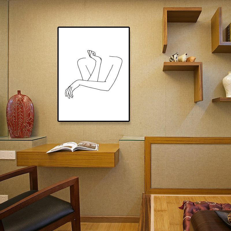 Canvas Textured Painting Nordic Style Pencil Girl's Portraiture Wall Art, Multiple Sizes Clearhalo 'Arts' 'Canvas Art' 1640636