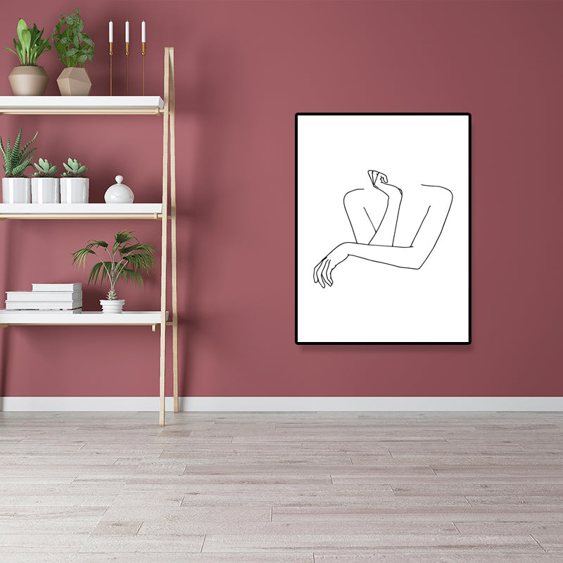 Canvas Textured Painting Nordic Style Pencil Girl's Portraiture Wall Art, Multiple Sizes Clearhalo 'Arts' 'Canvas Art' 1640637