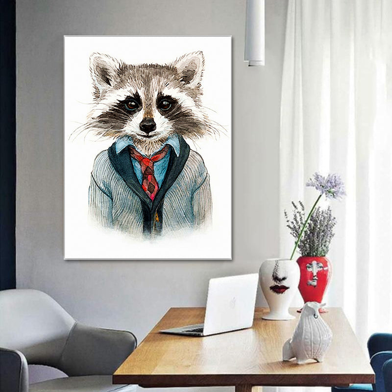 Canvas Soft Color Painting Childrens Art Animal Pet Print Wall Decor for Stairway Clearhalo 'Art Gallery' 'Canvas Art' 'Kids' Arts' 1640656