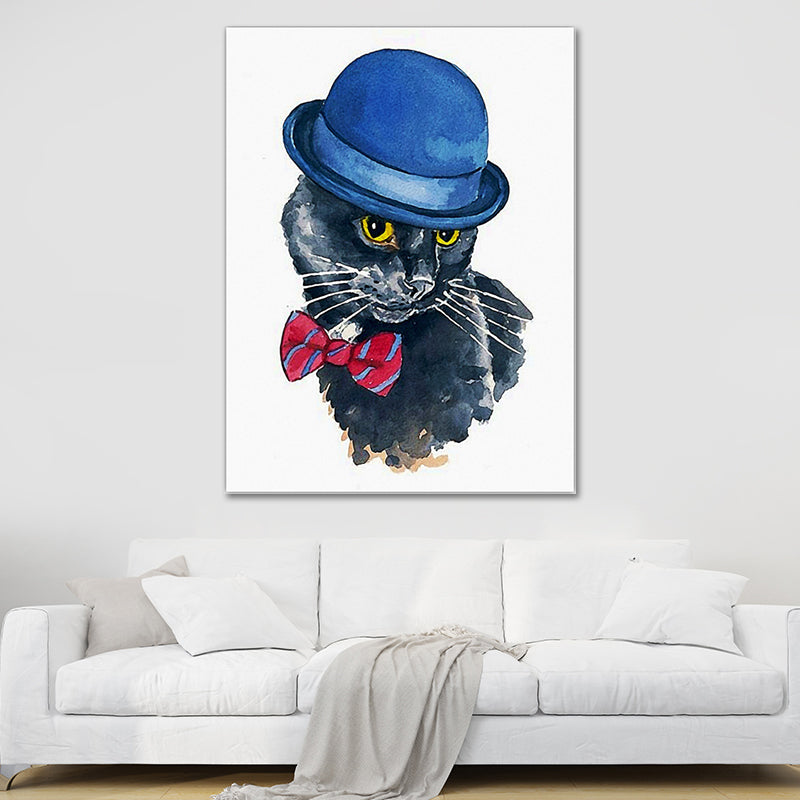 Canvas Soft Color Painting Childrens Art Animal Pet Print Wall Decor for Stairway Blue Clearhalo 'Art Gallery' 'Canvas Art' 'Kids' Arts' 1640662