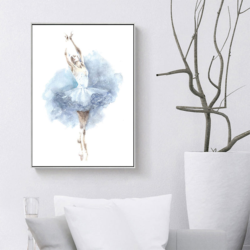 Elegant Ballerina Art Print for Girls Bedroom Dancer Painting Wall Decor in Soft Color Grey Clearhalo 'Art Gallery' 'Canvas Art' 'Contemporary Art Gallery' 'Modern' Arts' 1640697