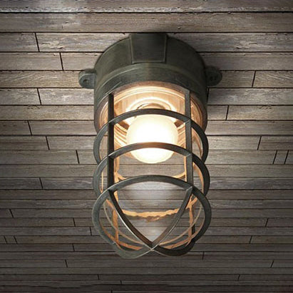 1 Light Ceiling Lighting with Cylinder Shade Clear Glass Industrial Living Room Flush Mount in Black/White/Pink with Cage Black Clearhalo 'Ceiling Lights' 'Close To Ceiling Lights' 'Close to ceiling' 'Flush mount' 'Industrial Flush Mount' Lighting' 16407