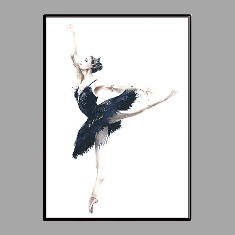 Elegant Ballerina Art Print for Girls Bedroom Dancer Painting Wall Decor in Soft Color Clearhalo 'Art Gallery' 'Canvas Art' 'Contemporary Art Gallery' 'Modern' Arts' 1640714
