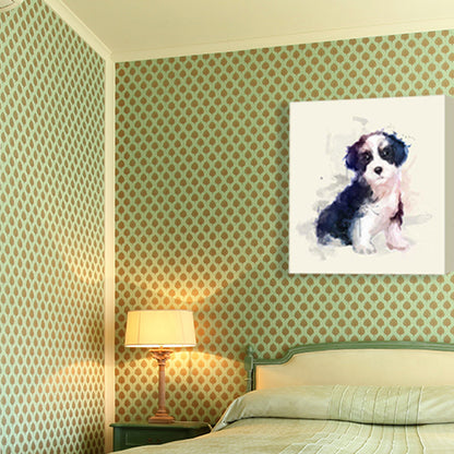 Childrens Art Puppy Canvas Print Black and White Baby Room Wall Decor, Textured Surface Black Clearhalo 'Art Gallery' 'Canvas Art' 'Kids' Arts' 1640718