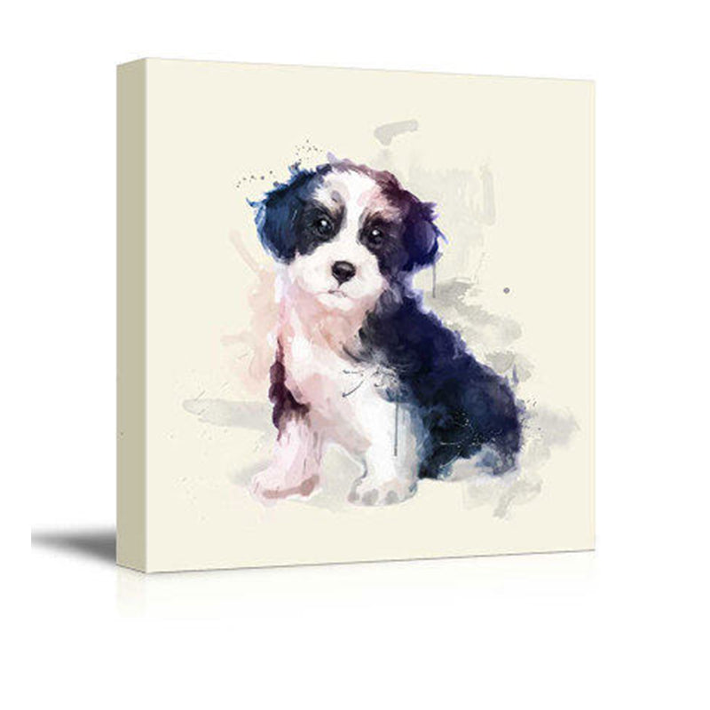 Childrens Art Puppy Canvas Print Black and White Baby Room Wall Decor, Textured Surface Clearhalo 'Art Gallery' 'Canvas Art' 'Kids' Arts' 1640721